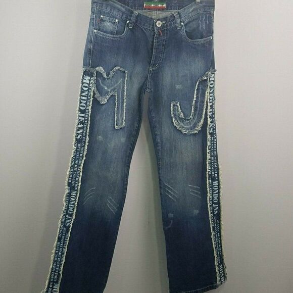 Mondo Denim Jeans Distressed Worn In Streetwear - Picture 2 of 11